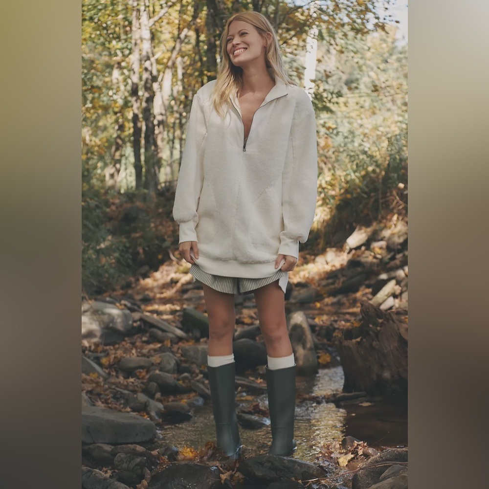 NWT Anthropologie Daily Practice Sherpa Half-Zip Mini Dress